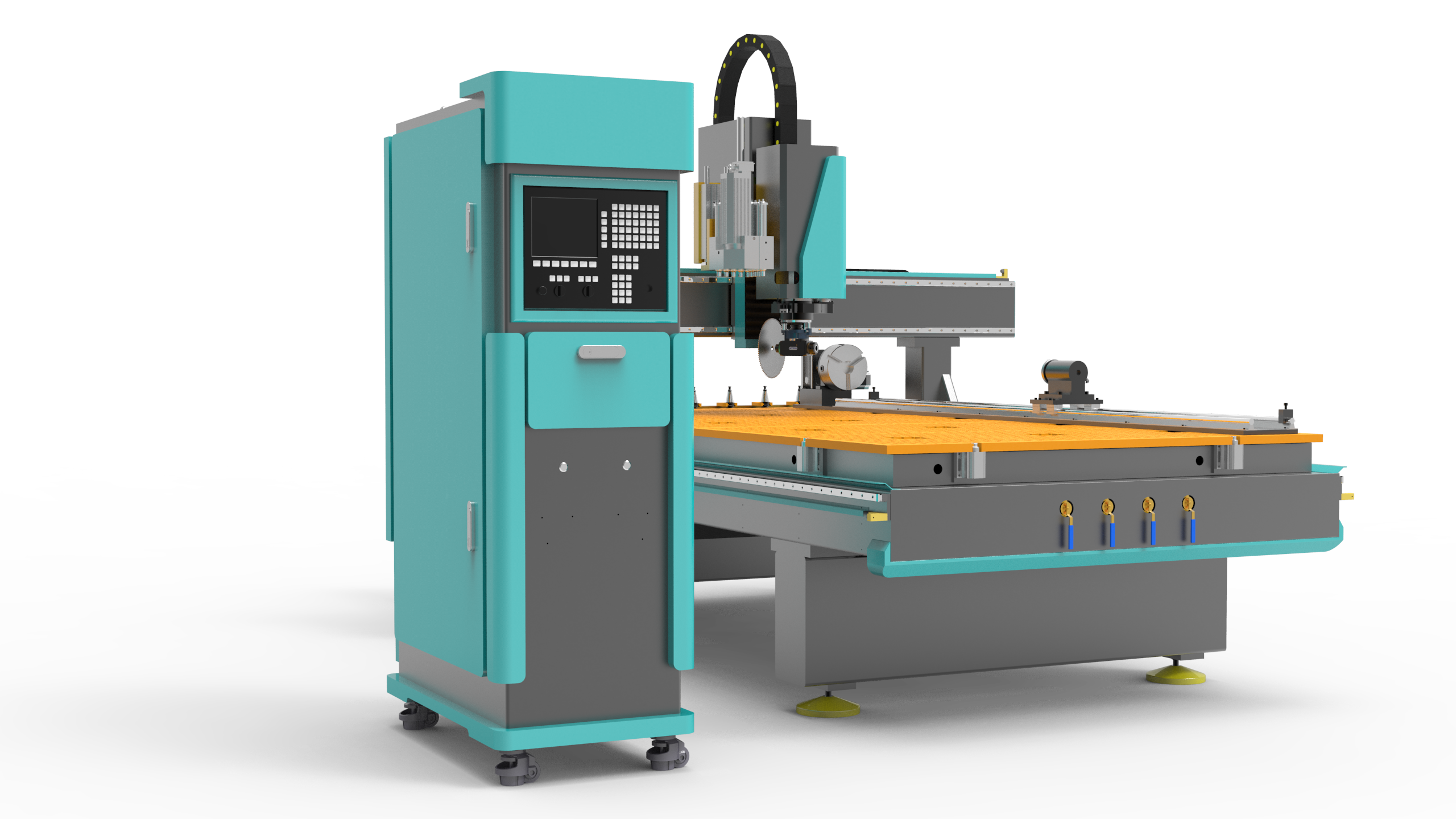 Máy Cnc 4 trục ATC có đầu khoan